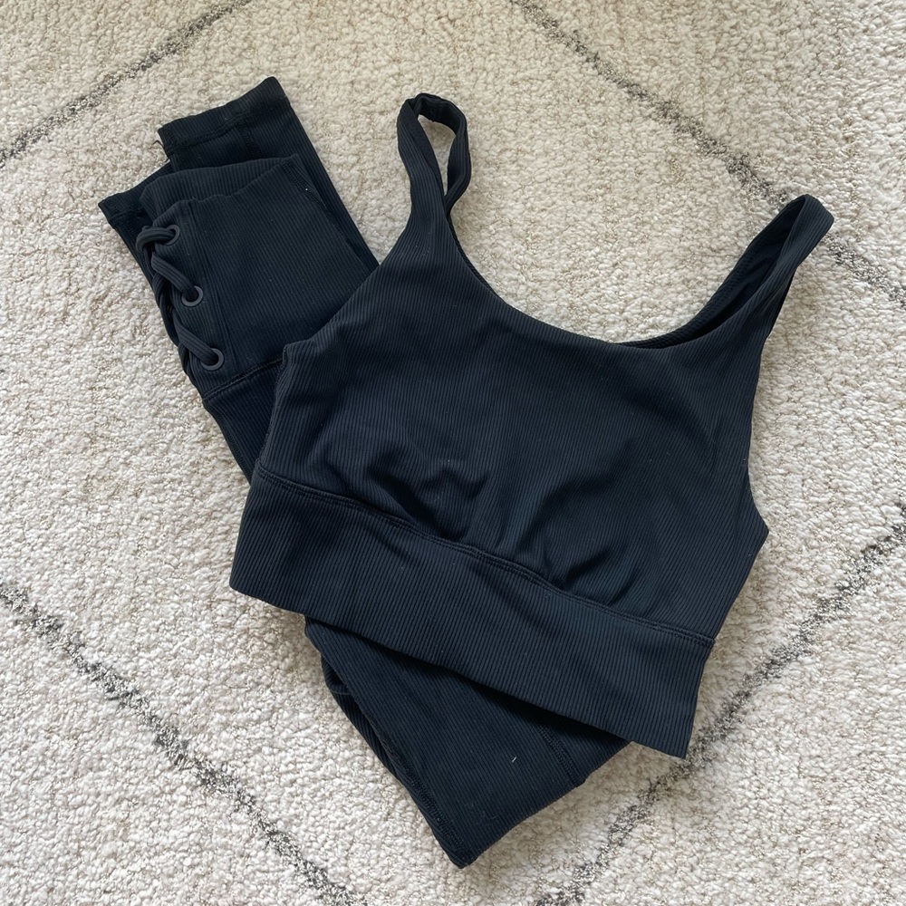Aerie OFFLINE High Waist Lace Up Leggings & Bra Set